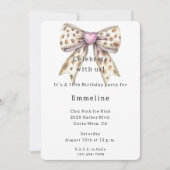 Pink Heart Leopard Girly Bow Verjaardag Kaart (Voorkant)