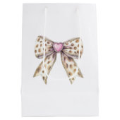 Pink Heart Leopard Girly Bow Verjaardag Medium Cadeauzakje (Achterkant)