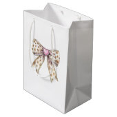 Pink Heart Leopard Girly Bow Verjaardag Medium Cadeauzakje (Achterkant Gekanteld)