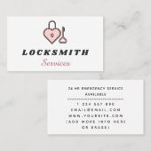 Pink Heart Lock & Key Slotenmaker Services Visitekaartje (Voorkant / Achterkant)