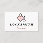 Pink Heart Lock & Key Slotenmaker Services Visitekaartje (Voorkant)