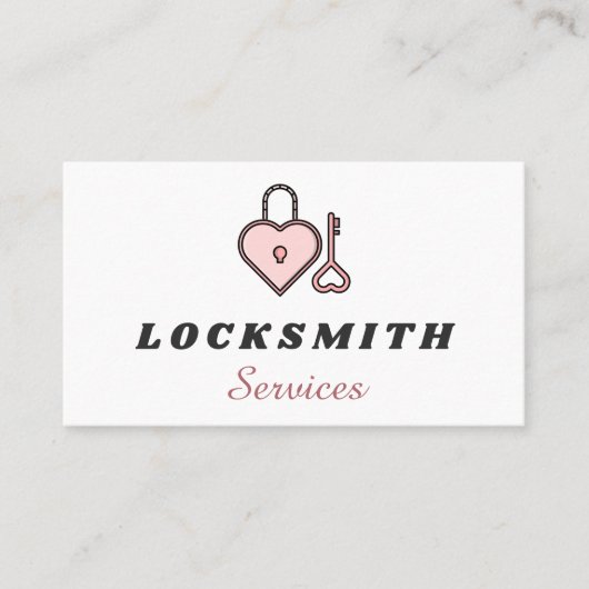 Pink Heart Lock & Key Slotenmaker Services Visitekaartje (Voorkant)