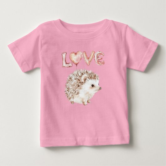 Pink Heart Love Balloons Cute Hedgehog (Voorkant)