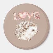 Pink Heart Love Balloons Cute Hedgehog Magneet (Voorkant)