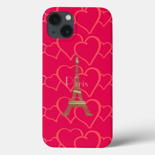 Pink Heart Love Eiffeltoren Parijs Case-Mate iPhone Case (Achterkant)