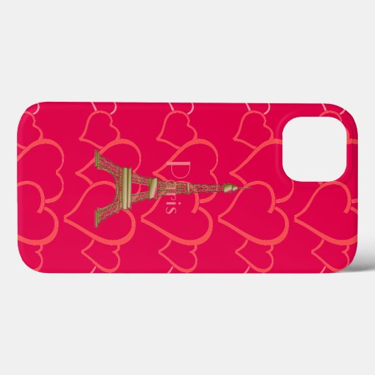Pink Heart Love Eiffeltoren Parijs Case-Mate iPhone Case (Achterkant (horizontaal))