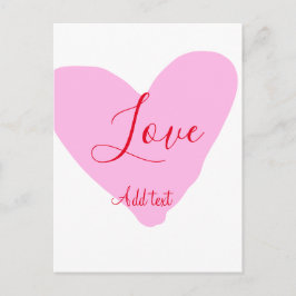 Pink heart love happy Valentine's day text red nam Briefkaart