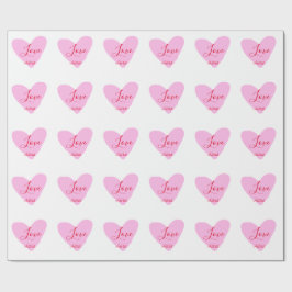 Pink heart love happy Valentine's day text red nam Cadeaupapier