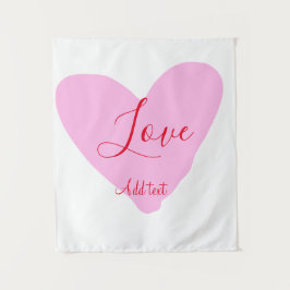 Pink heart love happy Valentine's day text red nam Wandkleed