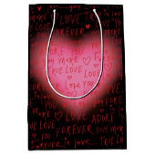 Pink Heart Love - inpakpapier Medium Cadeauzakje (Voorkant)