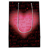 Pink Heart Love - inpakpapier Medium Cadeauzakje (Achterkant)