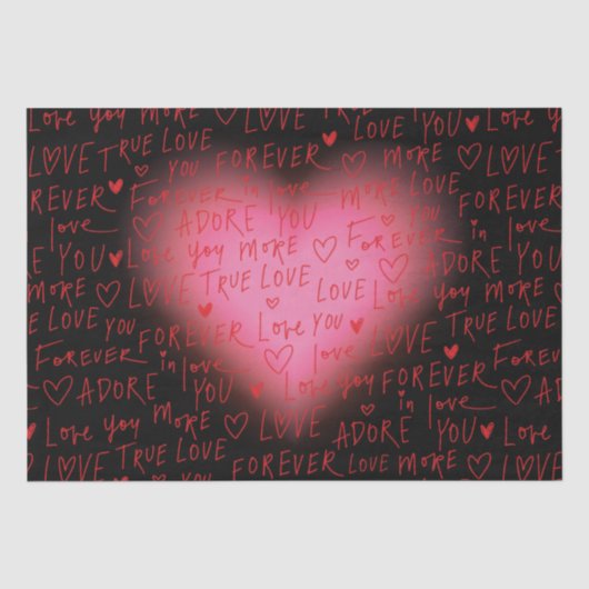 Pink Heart Love - inpakpapier Tissuepapier (Voorkant)