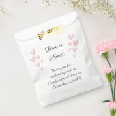 Pink Heart Love personaliseren is snoezig weddensc Bedankzakje (Gezegeld)