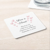 Pink Heart Love personaliseren is snoezig weddensc Kartonnen Onderzetters (Schuin)