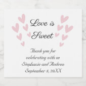 Pink Heart Love personaliseren is snoezig weddensc Sparkling Wijnetiket (Enkel label)