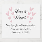Pink Heart Love personaliseren is snoezig weddensc Sparkling Wijnetiket (Enkel label)