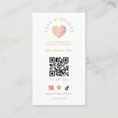 Pink Heart Love & Thanks Supporting Small Business Visitekaartje (Voorkant)