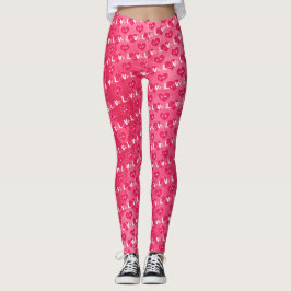 Pink Heart LOVE Typografie Valentine Day Legging