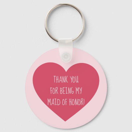 Pink Heart Maid of Honor dank u Sleutelhanger (Voorkant)