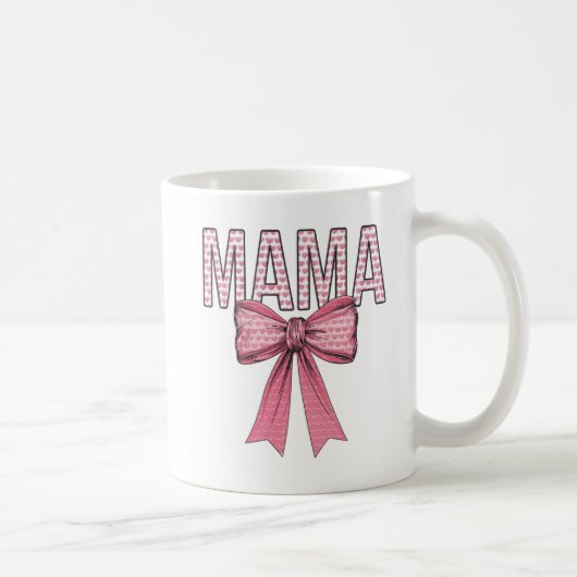 Pink Heart Mama Bow Design Moederdag Koffiemok (Rechts)