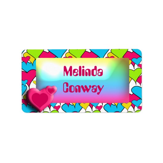 Pink Heart - Meisjes schoolnaam label (Voorkant)