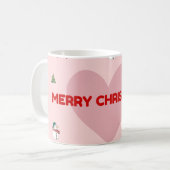 Pink Heart Merry Christmas Coffee Mok met Festiv (Voorkant links)