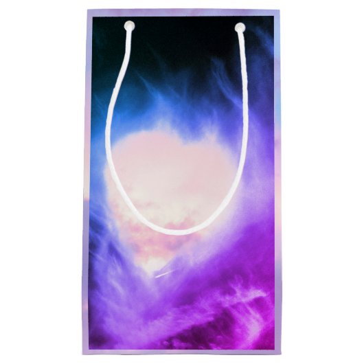 PINK HEART MET CLOUDS Gift Bag Klein Cadeauzakje (Voorkant)