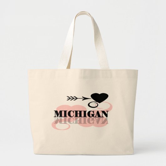 Pink Heart Michigan Grote Tote Bag (Voorkant)