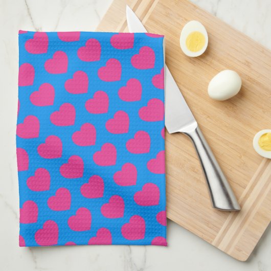 Pink Heart Modern Sweet Love Notes Fun Theedoek (Quarter Fold)