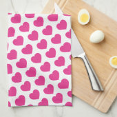 Pink Heart Modern Sweet Love Notes Fun Theedoek (Quarter Fold)