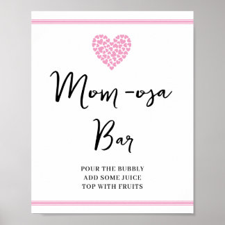 Pink Heart Mom-osa-bar Baby shower Poster