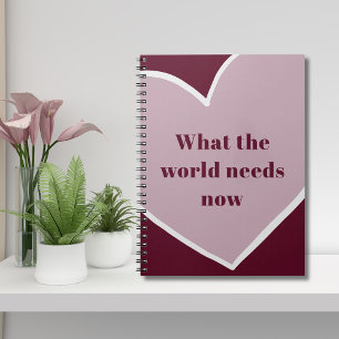 Pink Heart Motivatie Quote Maroon Notitieboek