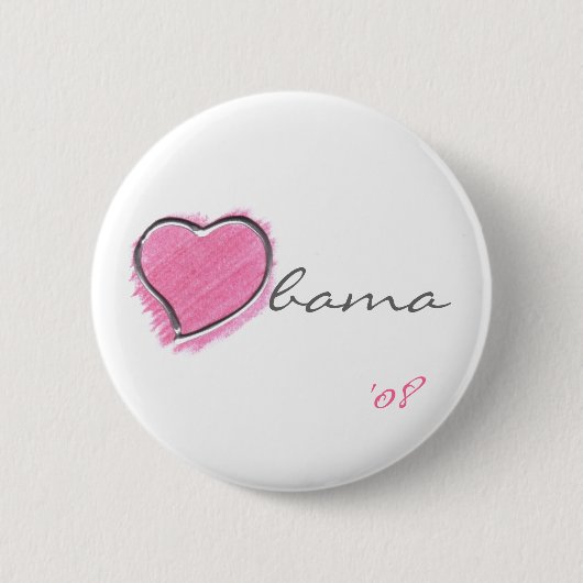 Pink Heart Obama Button (Voorkant)