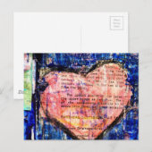 Pink Heart on Blue Paint Mixed Media Art Briefkaart (Voorkant / Achterkant)