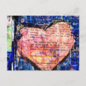 Pink Heart on Blue Paint Mixed Media Art Briefkaart (Voorkant)