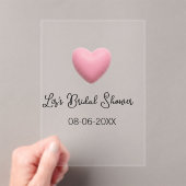 Pink heart pastel retro bridal shower date boho te acryl uitnodigingen (Insitu (Draagbaar))
