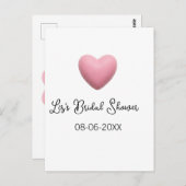Pink heart pastel retro bridal shower date boho te briefkaart (Voorkant / Achterkant)