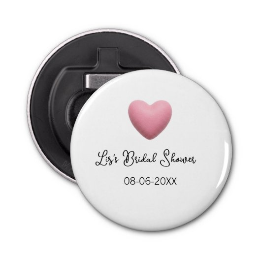 Pink heart pastel retro bridal shower date boho te button flesopener (Voorkant)