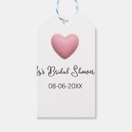 Pink heart pastel retro bridal shower date boho te cadeaulabel (Voorkant)