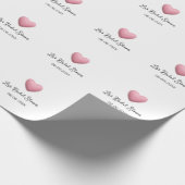 Pink heart pastel retro bridal shower date boho te cadeaupapier (Hoek)