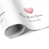 Pink heart pastel retro bridal shower date boho te cadeaupapier (Rol Hoek)