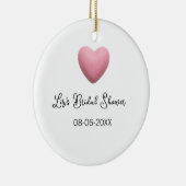 Pink heart pastel retro bridal shower date boho te keramisch ornament (Rechts)