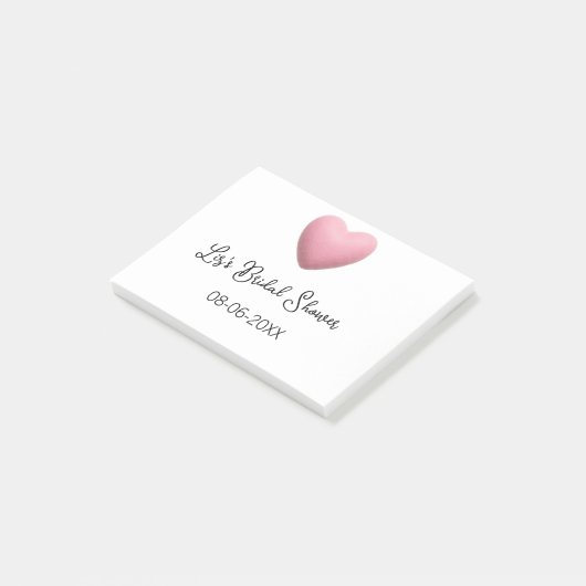 Pink heart pastel retro bridal shower date boho te post-it® notes (Schuin)