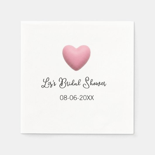 Pink heart pastel retro bridal shower date boho te servet (Voorkant)