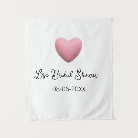Pink heart pastel retro bridal shower date boho te wandkleed (Voorkant)