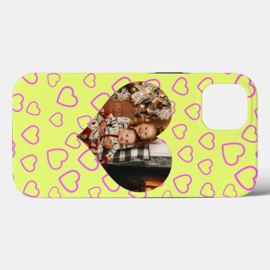 Pink Heart Patroon Geel Achtergrond Aangepaste fot Case-Mate iPhone Case (Achterkant (horizontaal))