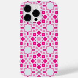 Pink Heart Pattern iPhone14 Hoesje met naam