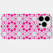 Pink Heart Pattern iPhone14 Hoesje met naam (Achterkant (horizontaal))