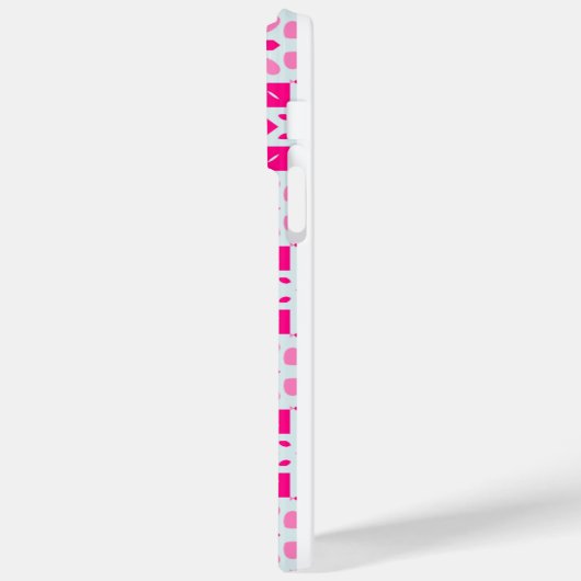 Pink Heart Pattern iPhone14 Hoesje met naam (Achterkant / Links)