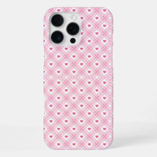Pink Heart Plaid iPhone Hoesje (Achterkant)